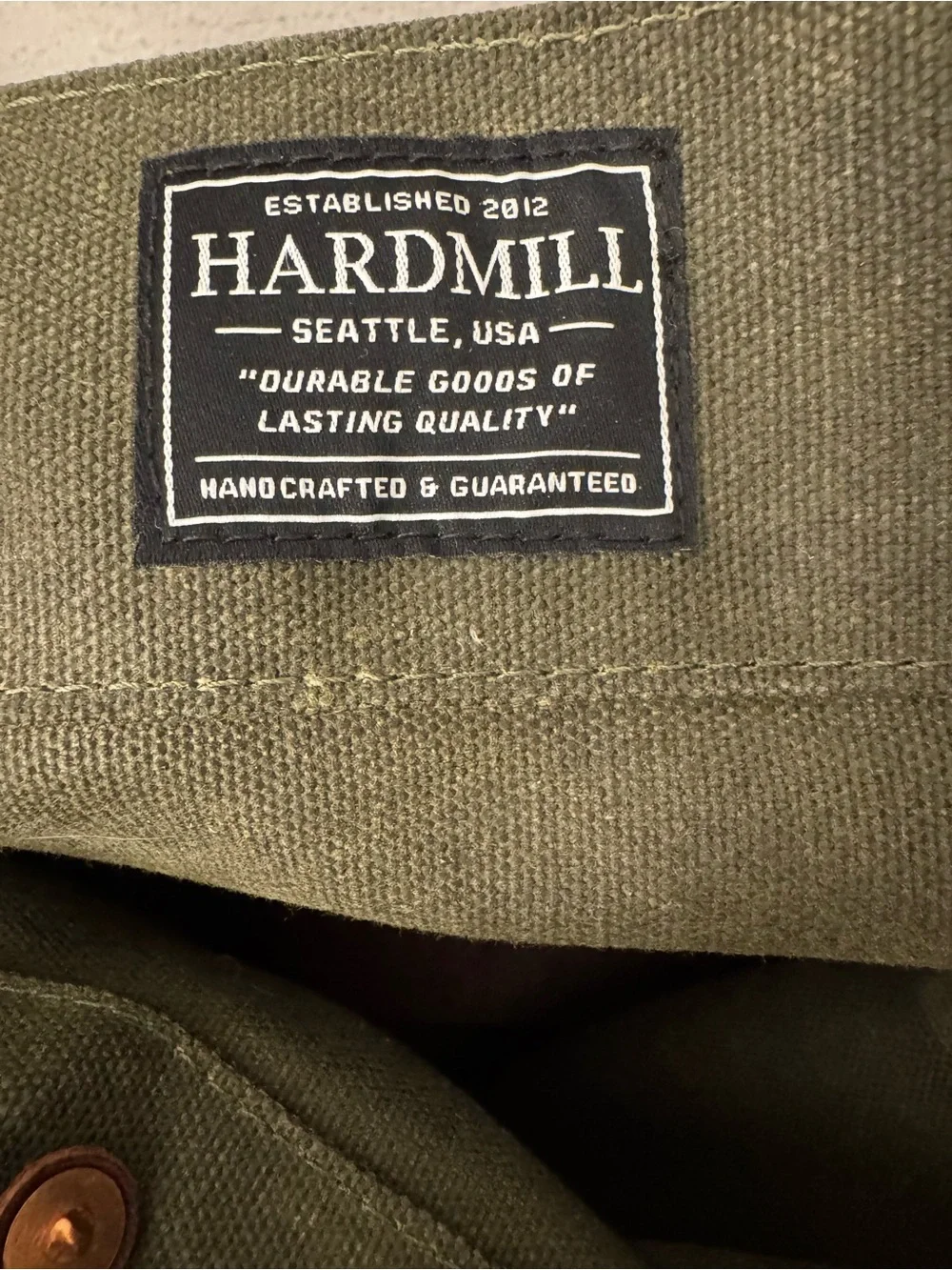 Hardmill Olive Green Waxed Canvas Duffel Tote with Brown Leather Handles